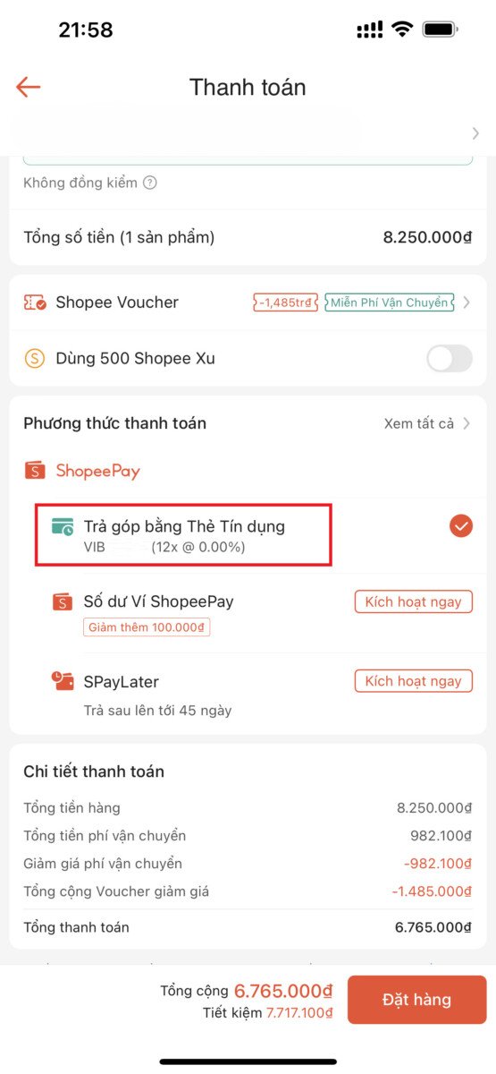 Mua Tra Gop Shopee